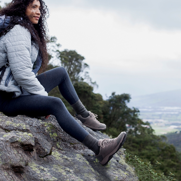 Women's Suede Lightweight Hiking Shoes 【Wide Fit】 - LIGHT GREY - 6